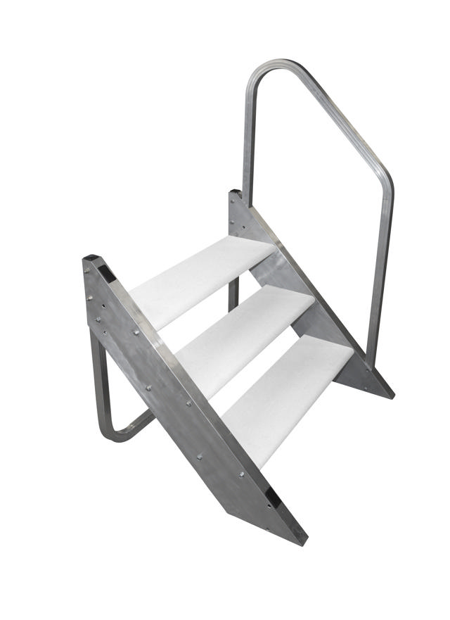 Dock 3-Step With Hand Rail-White